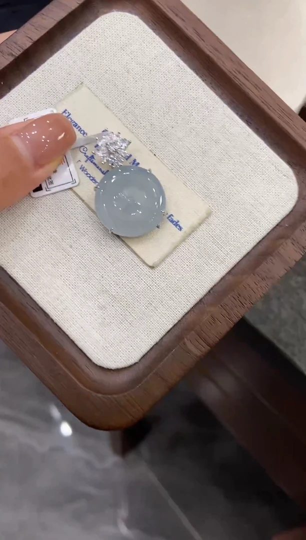 银S925镶嵌挂件翡翠吊坠