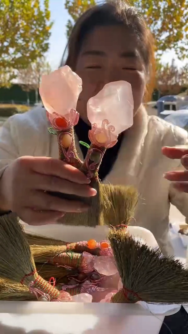 未镶嵌珠宝半成品水晶粉水晶原石头头扫帚多样性发其一