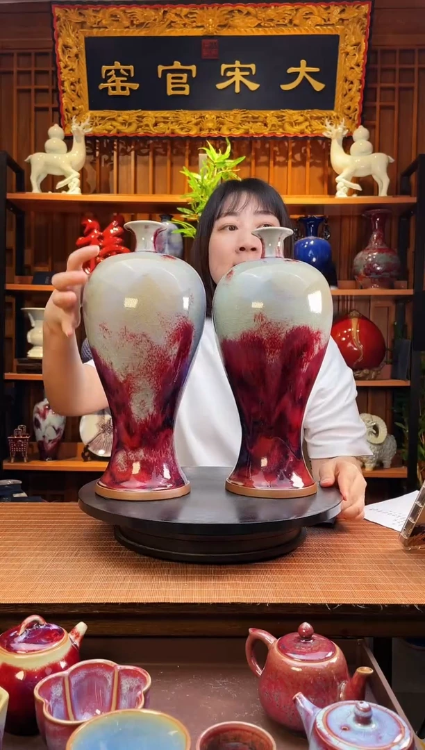 摆件大宋官窑【梅瓶一对】梅柳渡江春