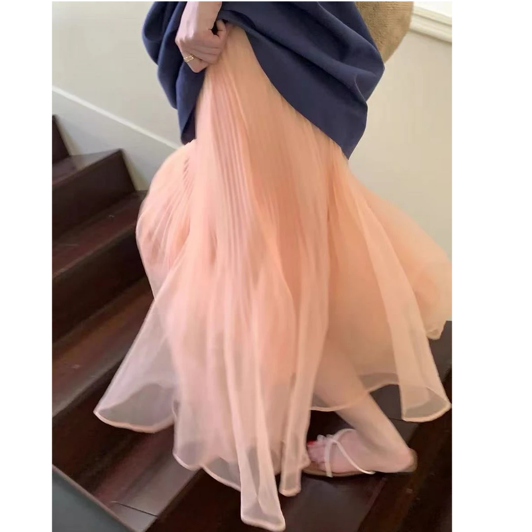 6908·BQ# 鱼尾纱裙 ins叠穿甜美减龄松紧腰半裙·