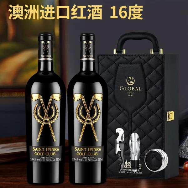 圣伊品拉高尔夫澳大利亚原酒干红葡萄酒16度750ml礼盒装送礼佳品