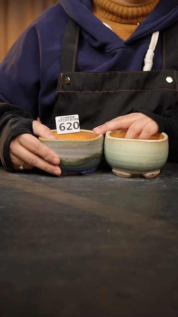 【闪购商品】瓷片620泥泥手工花盆口8高6