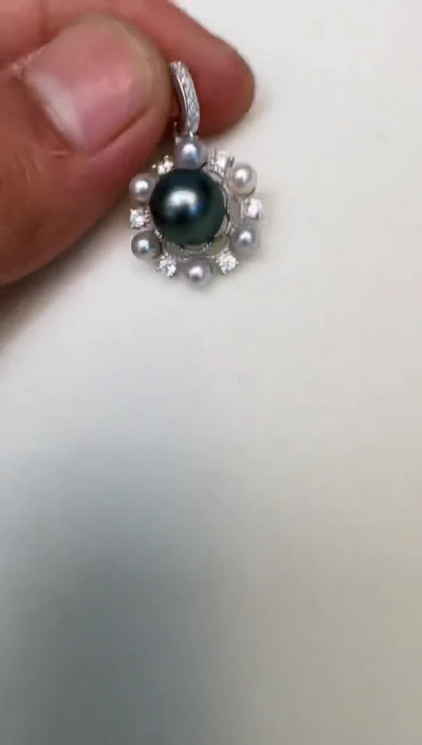 海水珍珠银S925镶嵌颈饰吊坠