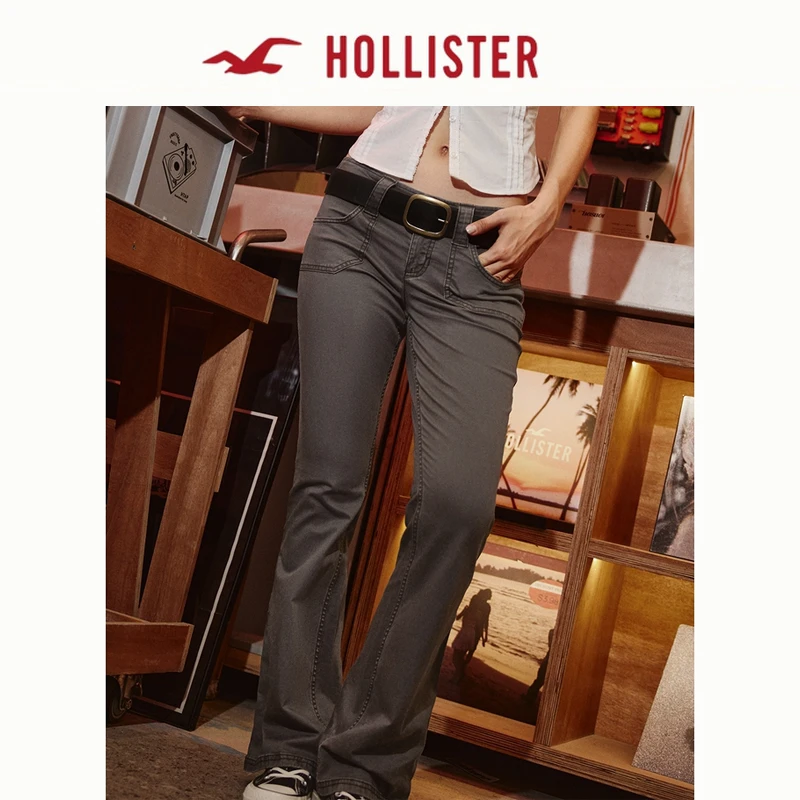 Hollister25秋冬美式Y2K修身低腰微喇休闲裤女装356-5078