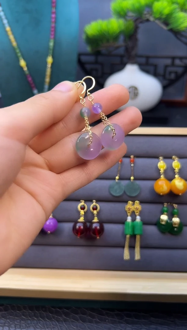 【闪购商品】翡翠耳饰14K金镶嵌E234