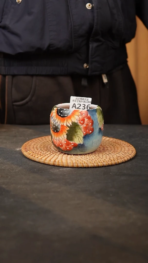 【闪购商品】瓷片236默认微瑕，泥泥手工花盆