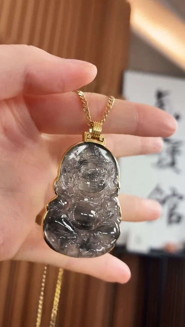 吊坠(不含链)18K金镶嵌翡翠朵**贝吊坠