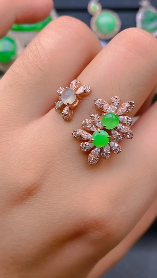 【闪购商品】翡翠戒指银S925镶嵌天然A货翡翠1