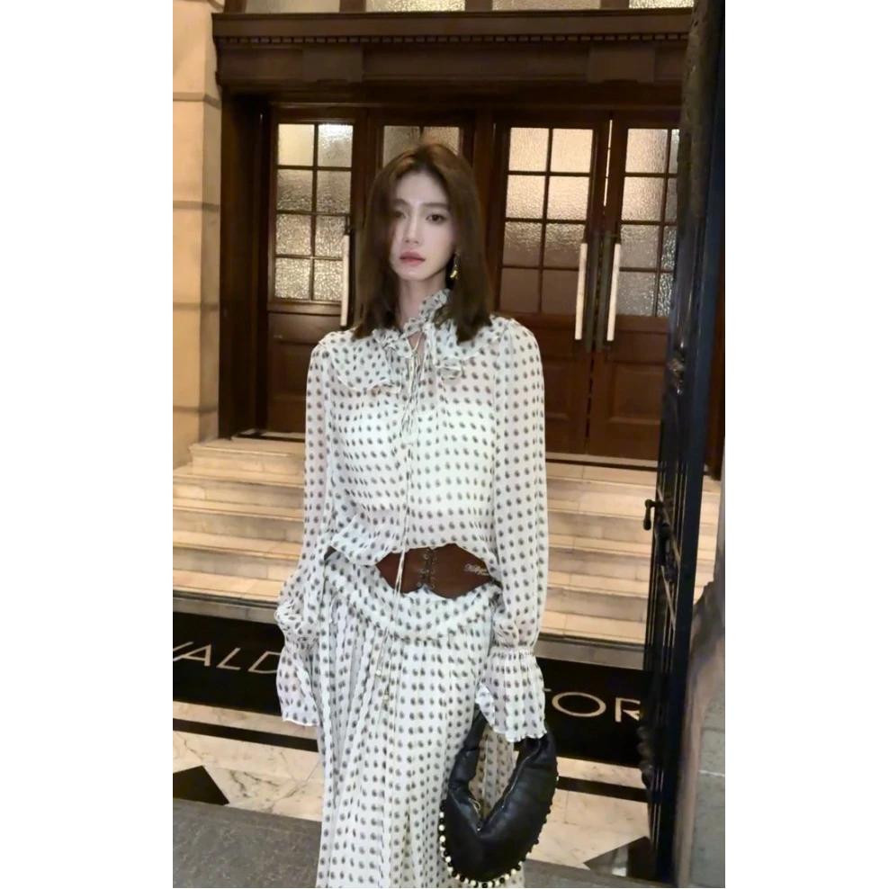 常存CUN BLVD 腰果花衬衫半裙套装