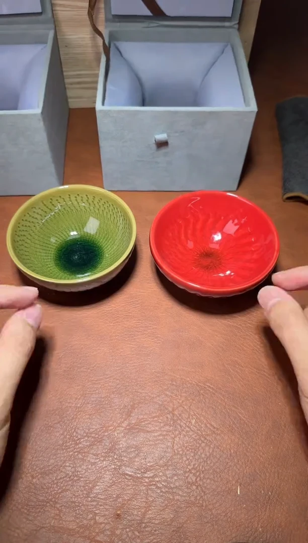 茶盏建窑建盏玉子鸿运对杯