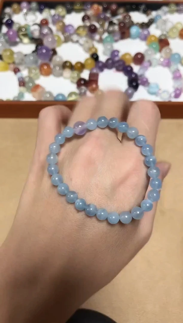 未镶嵌手链水晶20-30海蓝宝手串