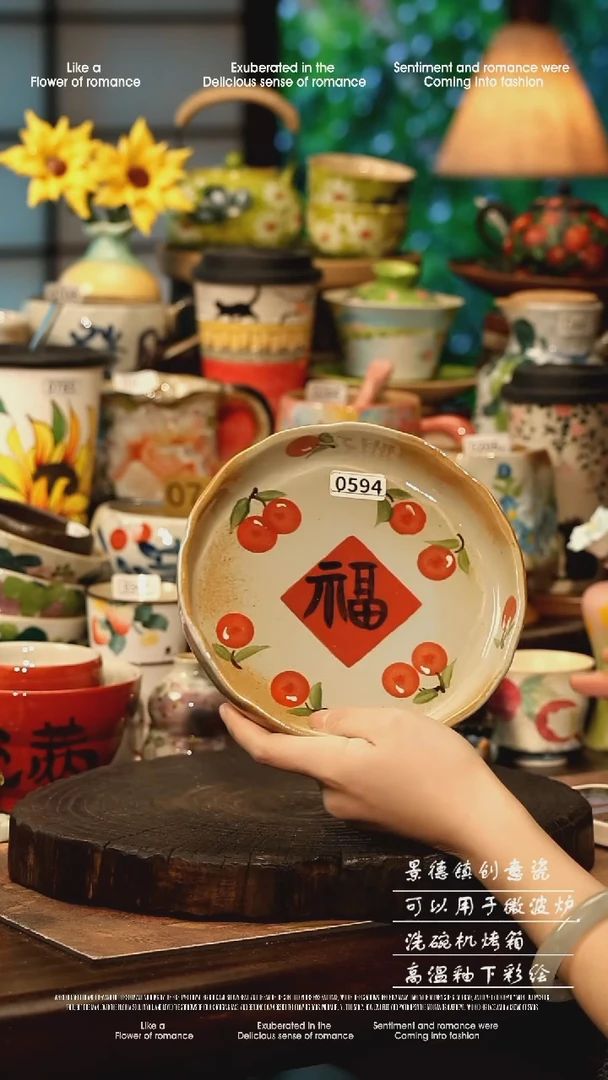 陶瓷景德镇高温釉下彩手工手绘款式@A0594@