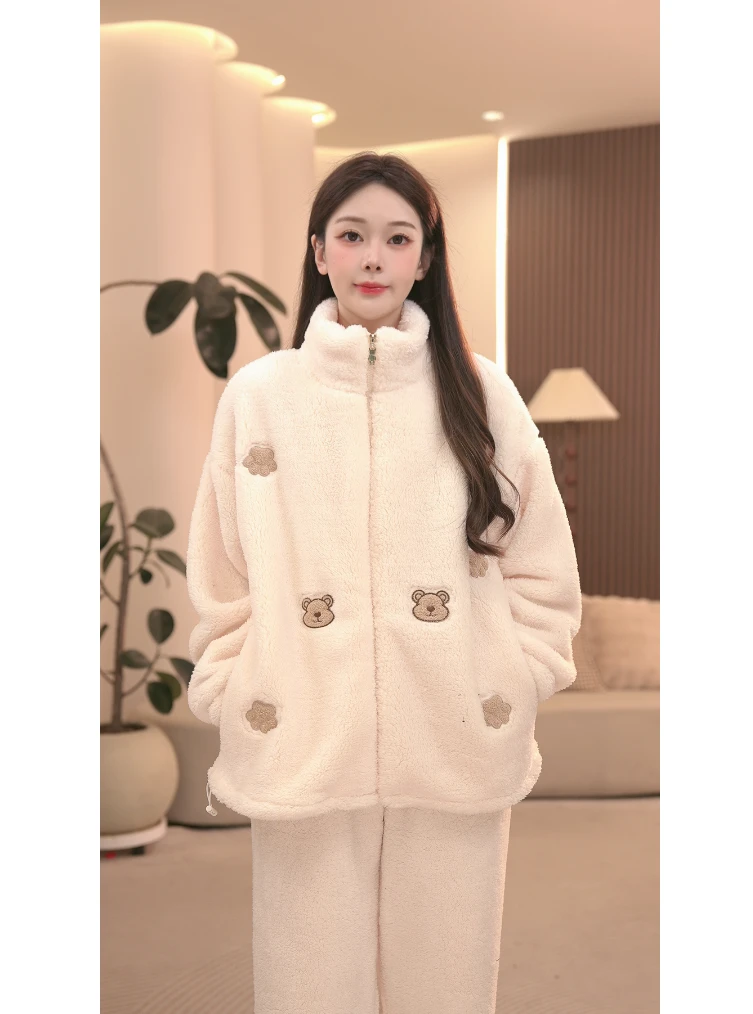DM【关于小熊】高定冬款墩墩绒加厚家居服套装女士