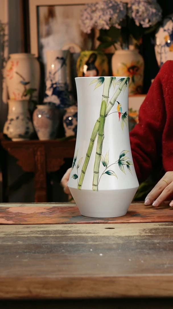 【闪购商品】瓷片景德镇纯手工釉下彩精品花瓶