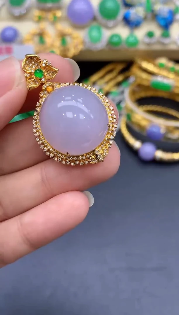 颈饰18K金镶嵌翡翠309-中国好珍宝