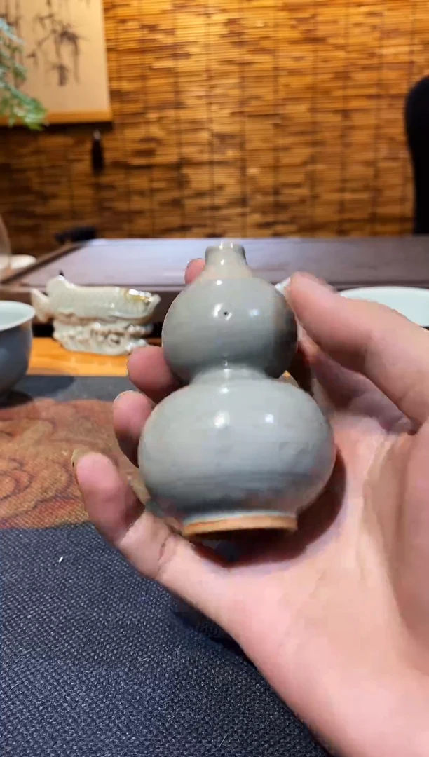 山隐青瓷龙窑柴烧福禄瓶  摆件