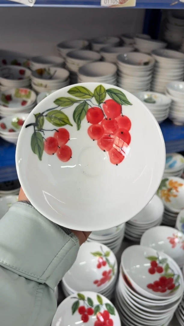 瓷片景德镇高温陶瓷食品级手绘釉中彩-斗笠碗