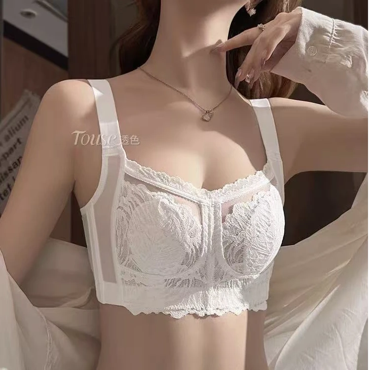 【雨声繁杂】胸大显小内衣女文聚拢大码收副乳防下垂胖mm超薄款胸罩