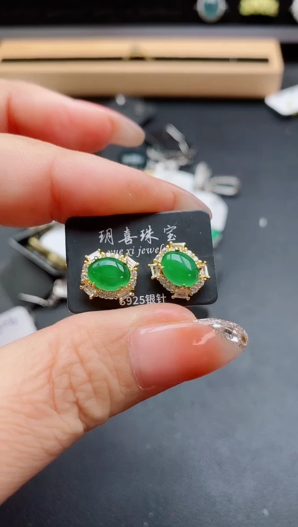 银S925镶嵌戒指翡翠1