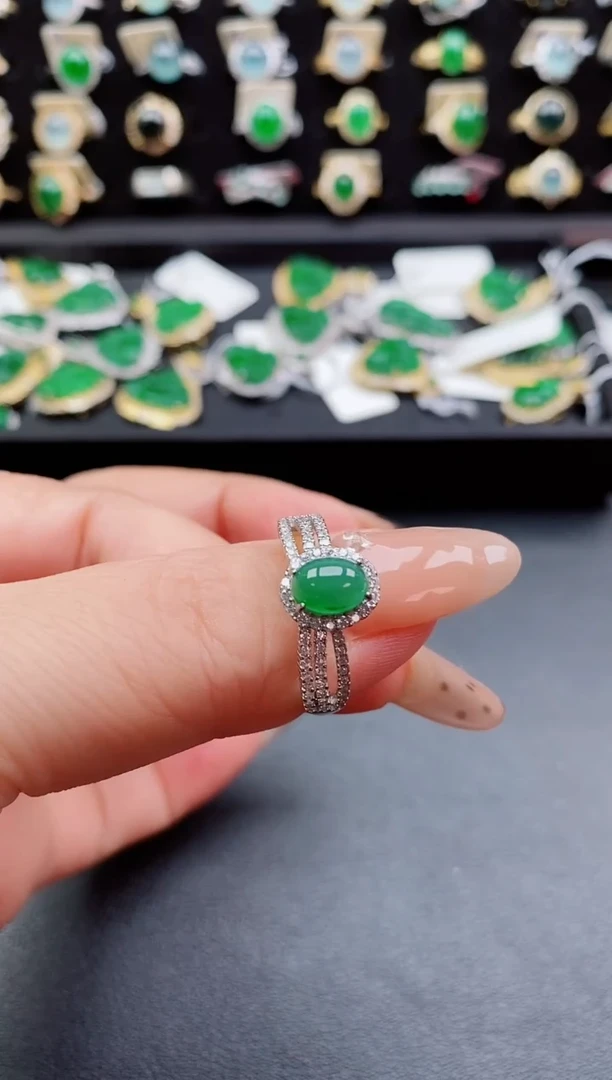 银S925镶嵌戒指翡翠1