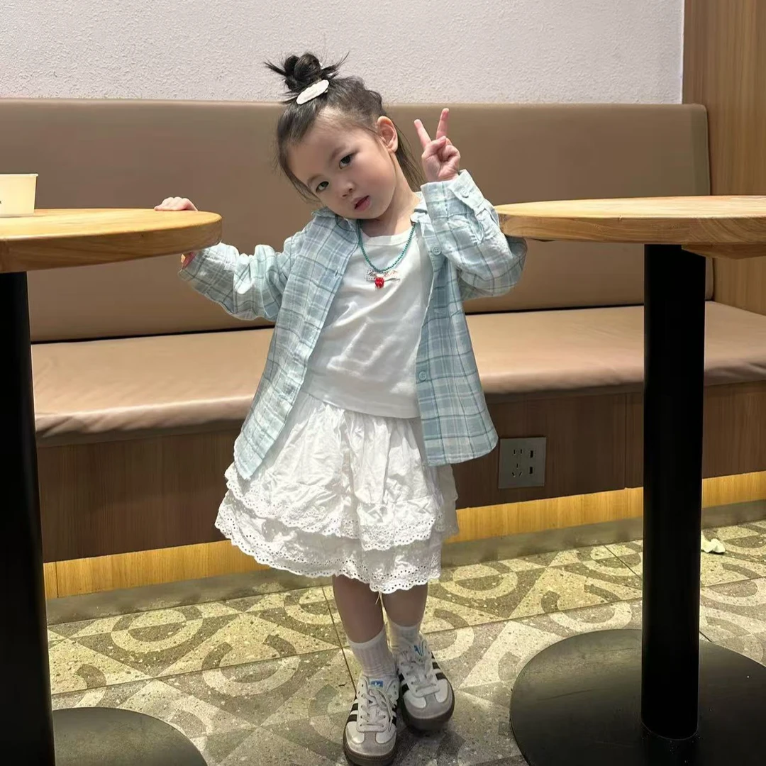 甜小七2025新款韩系甜美洋气背心上衣格纹开衫外套蛋糕半身裙套装