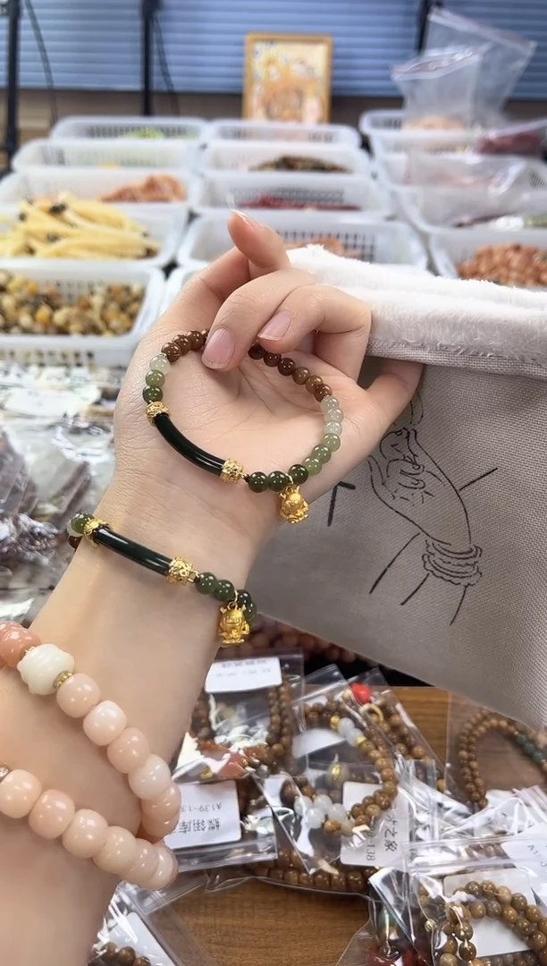 【闪购商品】库克手串未镶嵌春花朝夕半镯库克菠菜绿中码