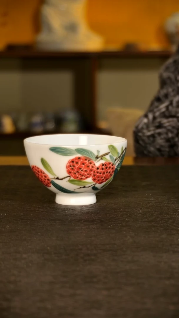 釉下彩荔枝鸡心杯lxt
