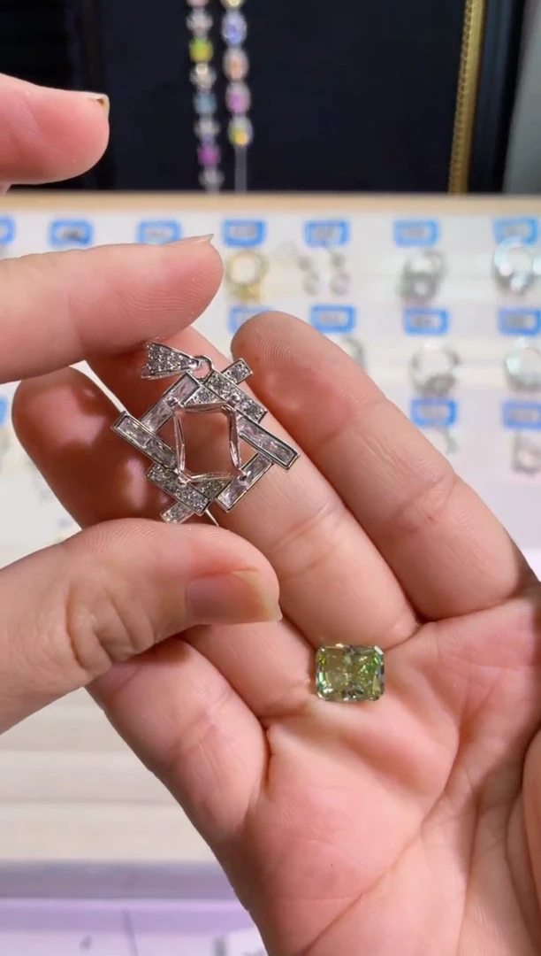 锆石铜合金27号 8*10倒角 冰花空托 镀990