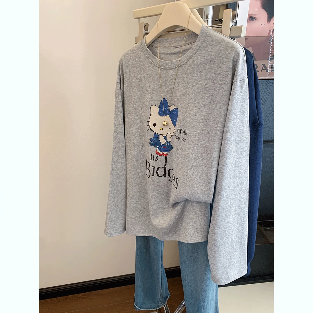 女童长袖T恤2025新款秋季儿童休闲上衣中大童女孩卡通百搭打底衫t