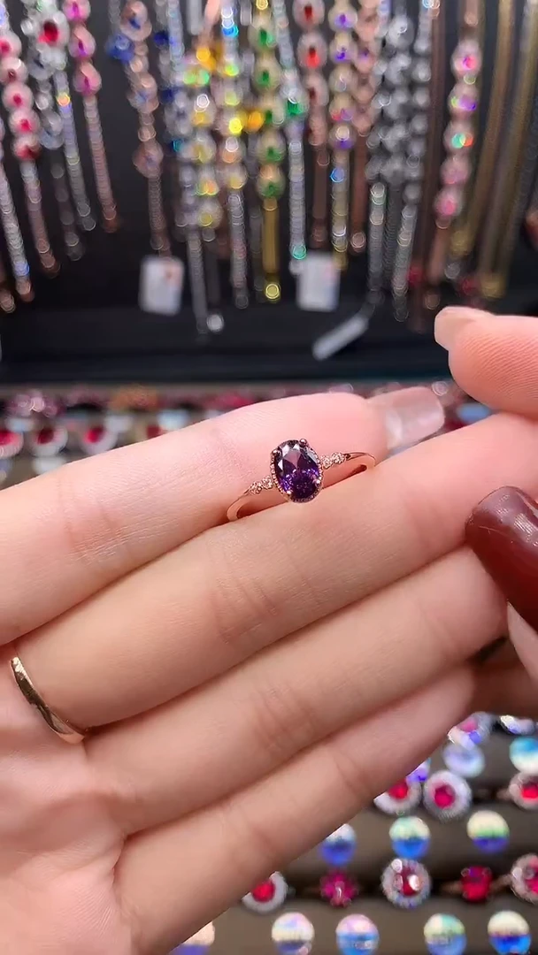 【闪购商品】水晶戒指银S925镶嵌玫瑰金5.7