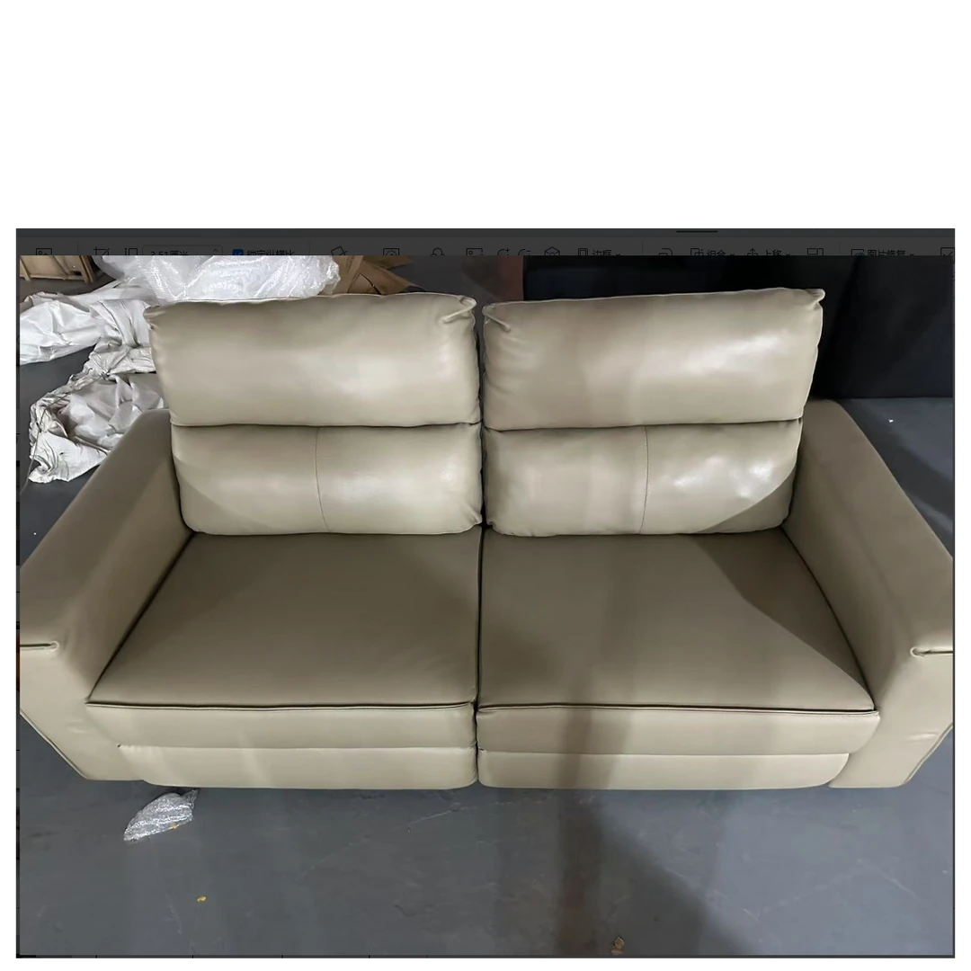 （瑕疵）R125#接触面真皮皮艺沙发210*95CM【不包安装】库存尾货（外）