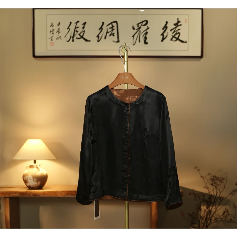 【百花争艳-香云纱外套】新中式重工香云纱外套0602