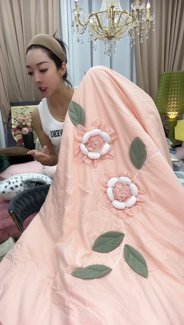 纯棉绒漫漫花开粉加大