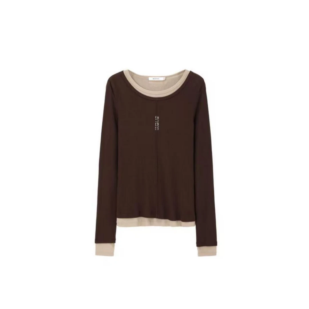 【ZS推荐】AVVENN新品假两件打底时尚复古小众AL11001523