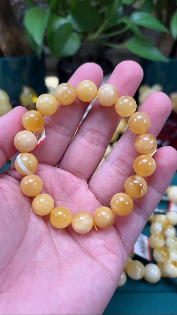 手链蜜蜡未镶嵌p25 精品俄料白花手串 14.76克 11mm