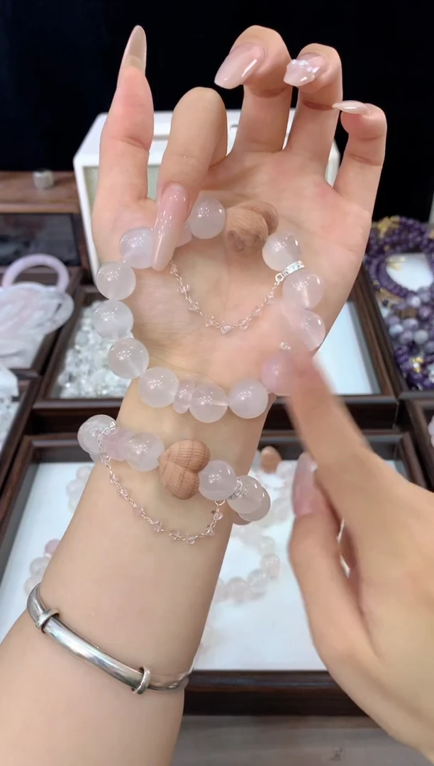 未镶嵌手链水晶桃禧D-J038-2 雪花幽灵血柏爱心
