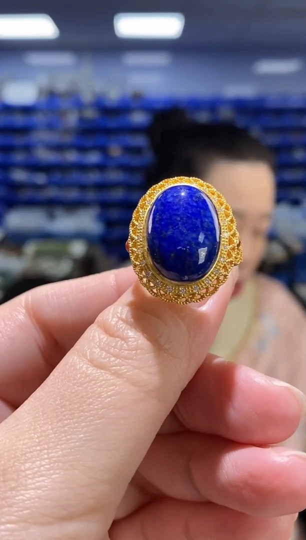 银S925镶嵌青金石戒指JZ2414