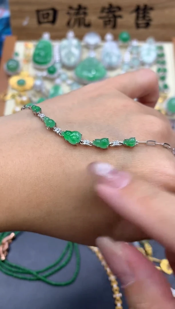 【闪购商品】翡翠手链18K金镶嵌287-中国好珍宝