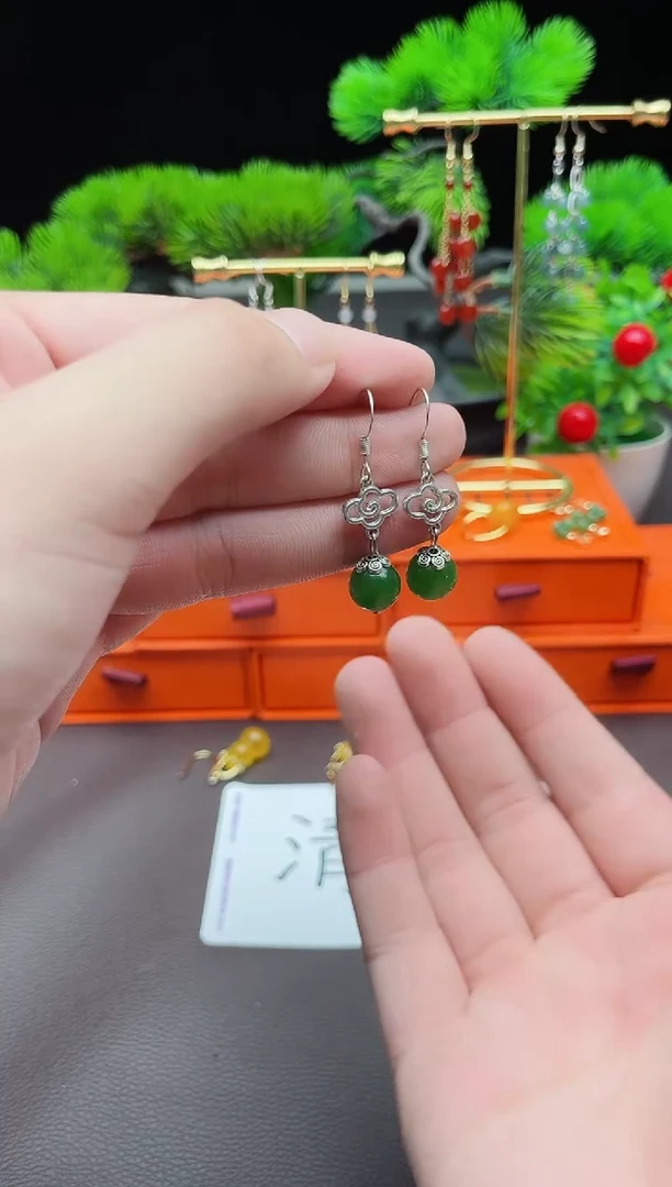 玛瑙/玉髓耳饰银S925镶嵌532