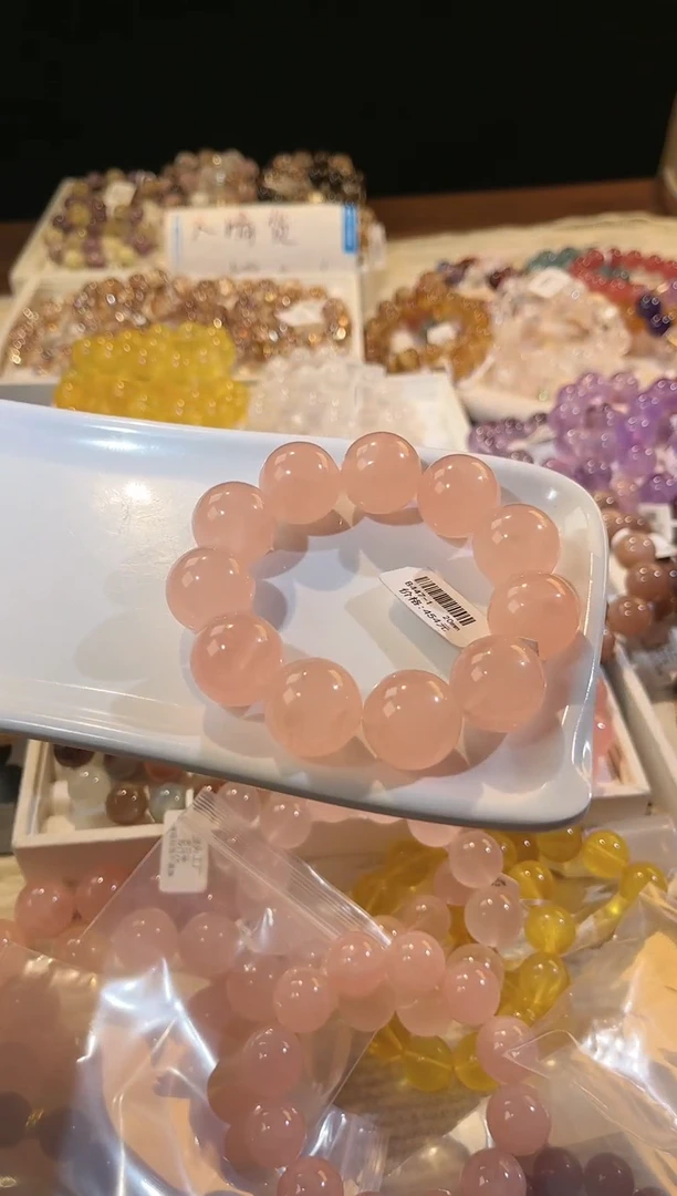 合成欧泊未镶嵌手串多样性发一Q80西柚粉20mm