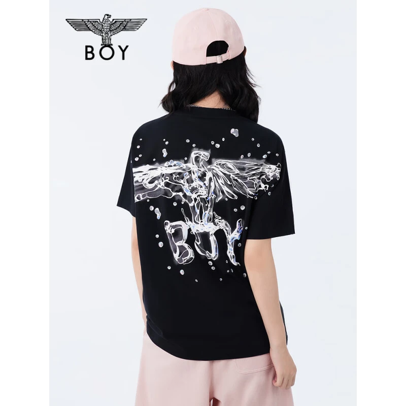 【幻世水晶】BOYLONDON2024夏季男女短袖立体浮雕logo印花T恤N01097