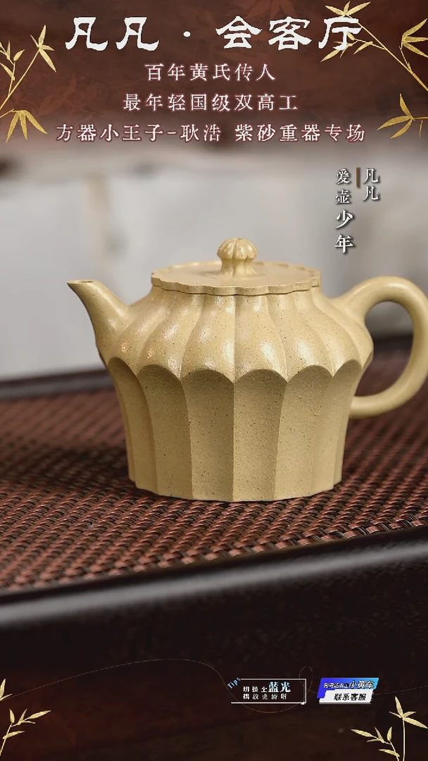 茶壶紫砂凡凡会客厅 紫砂壶20 筋纹紫玉本山绿170cc