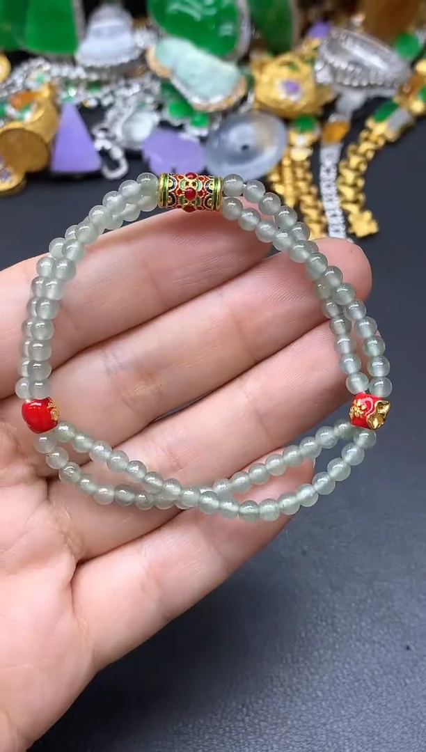 足金镶嵌手链翡翠244-中国好珍宝