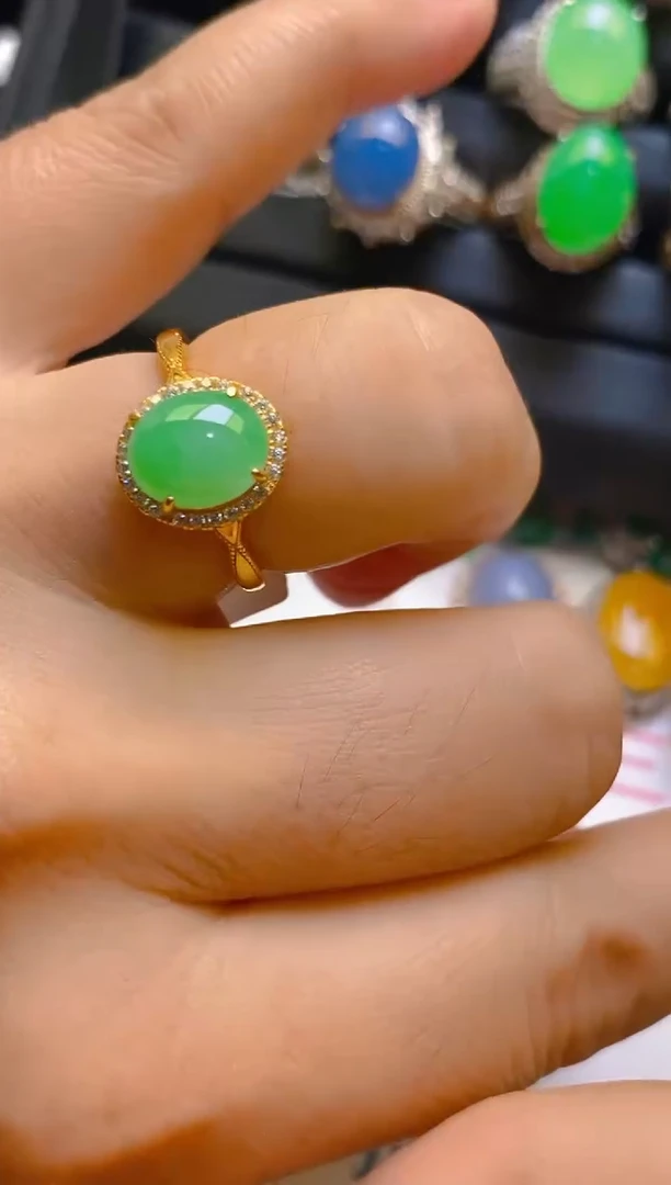 【闪购商品】翡翠耳饰银S925镶嵌天然A货翡翠1