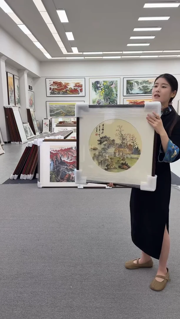 国画手绘 斗方 山水