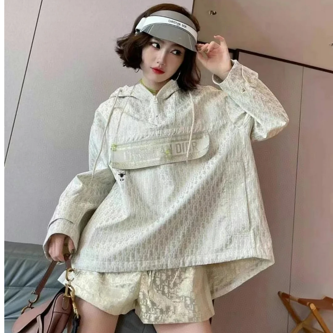 99新 DIOR/迪奥 香槟金满印外套 时尚百搭 潮流修身/尺码xs/00