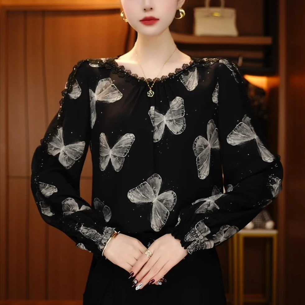 F246209-早春新款上新南油时尚一字领百搭女上衣遮肉显瘦宽松