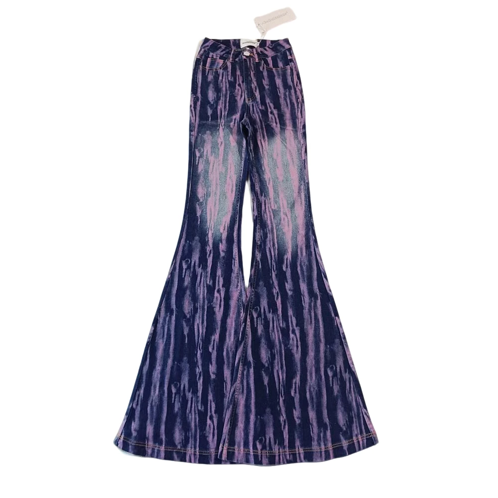 上抖2了46号892【靛蓝色条纹大喇叭】牛仔长裤46