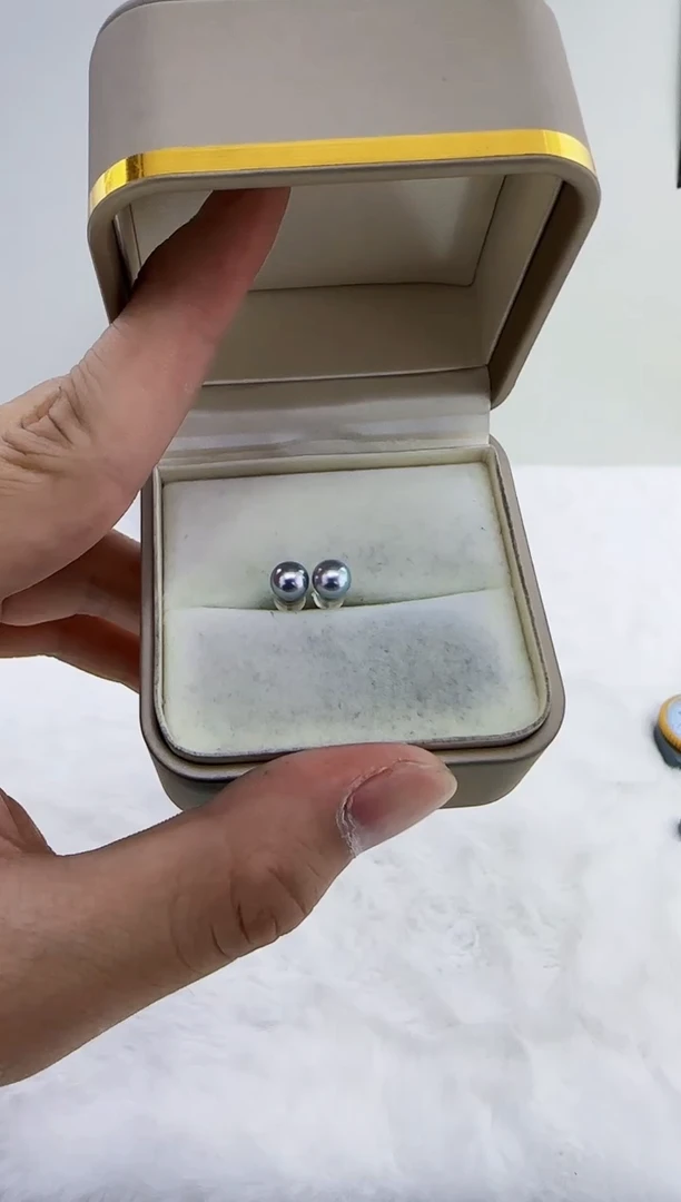 铂Pt900镶嵌海水珍珠DA珍珠耳饰6-7 y216