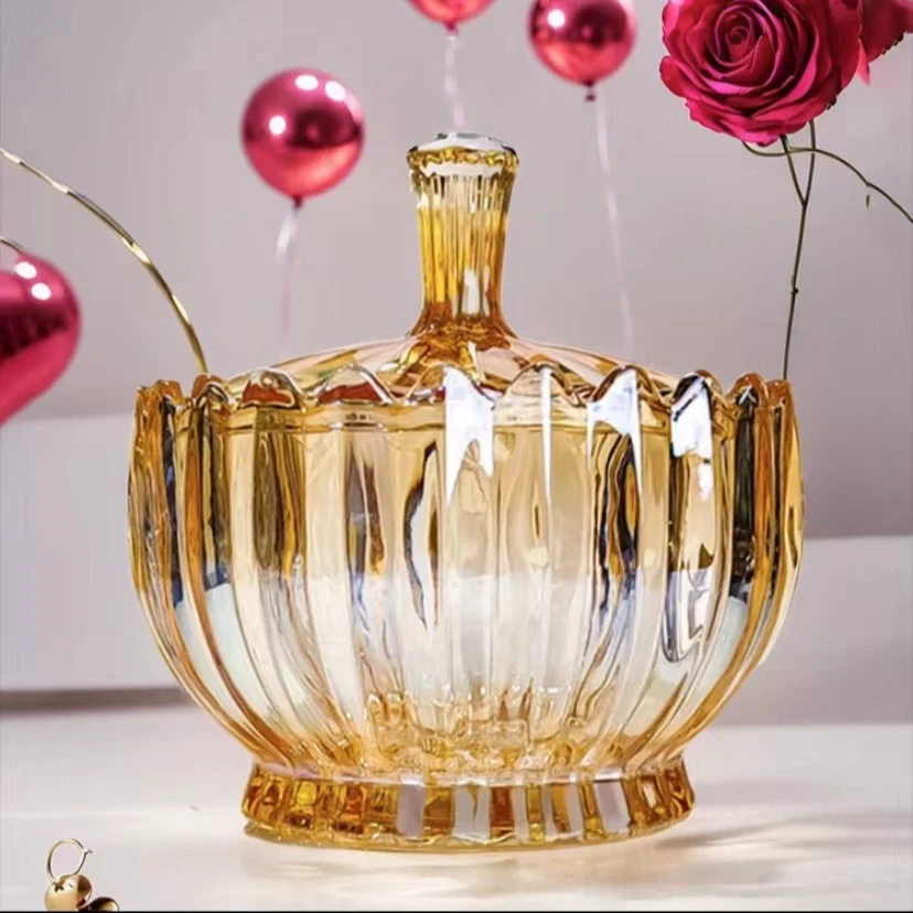 【两只装大号】法式轻奢水晶玻璃糖果罐玻璃碗糖缸零食首饰收纳罐子